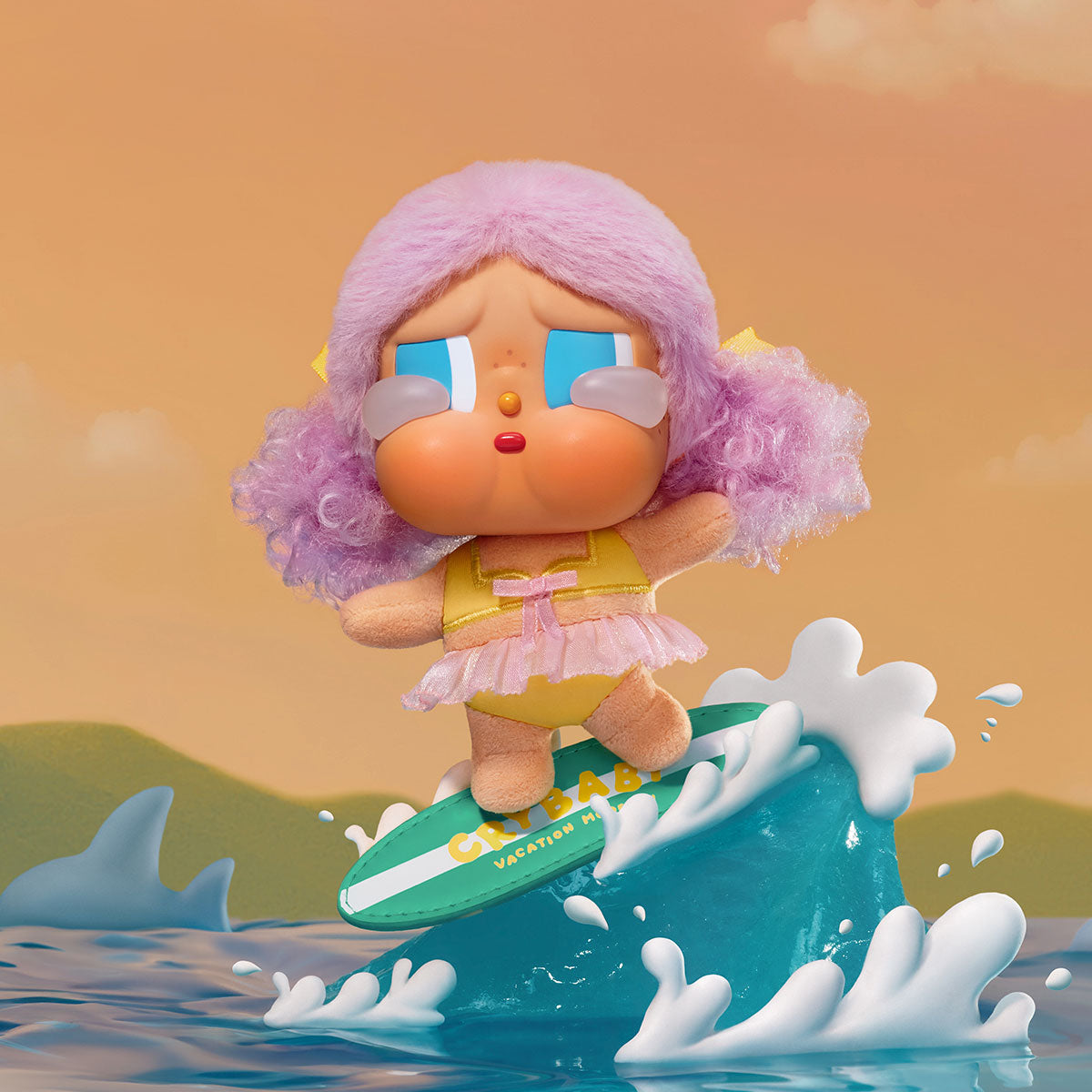 Pop Mart - Crybaby Vacation Mode On Serie Original de Vinilo y Peluche, Muñeca, Paquete Sorpresa Ciego