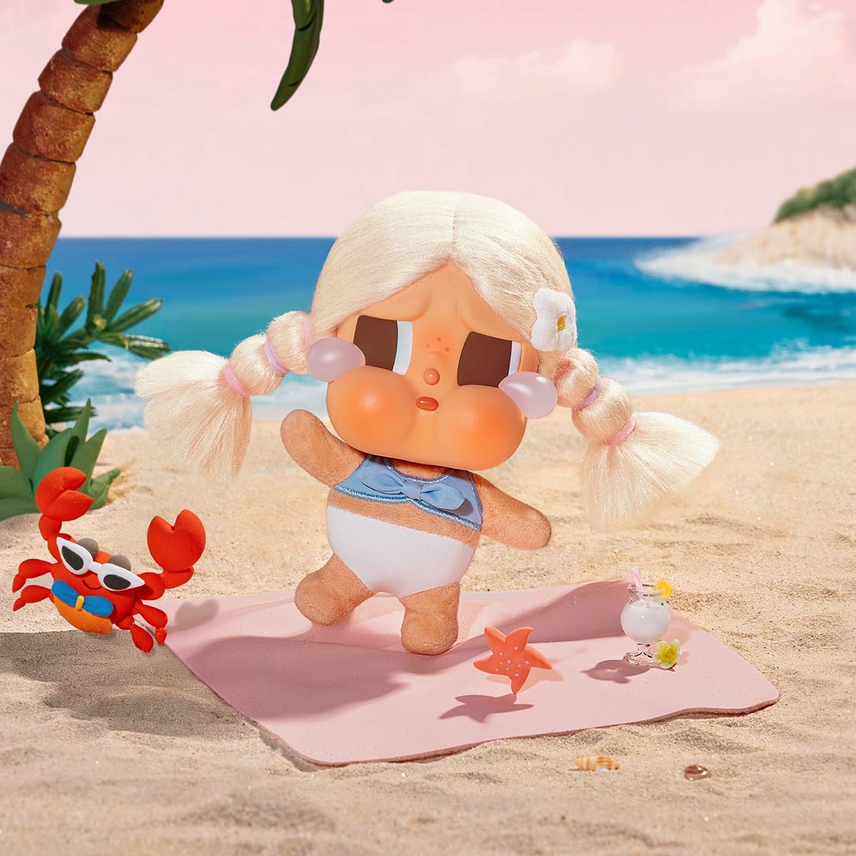Pop Mart - Crybaby Vacation Mode On Serie Original de Vinilo y Peluche, Muñeca, Paquete Sorpresa Ciego