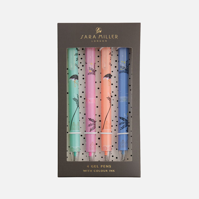 Portico Designs - Sara Miller: Set de 4 bolígrafos de gel Savannah