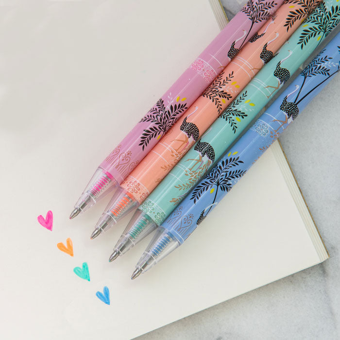 Portico Designs - Sara Miller: Set de 4 bolígrafos de gel Savannah