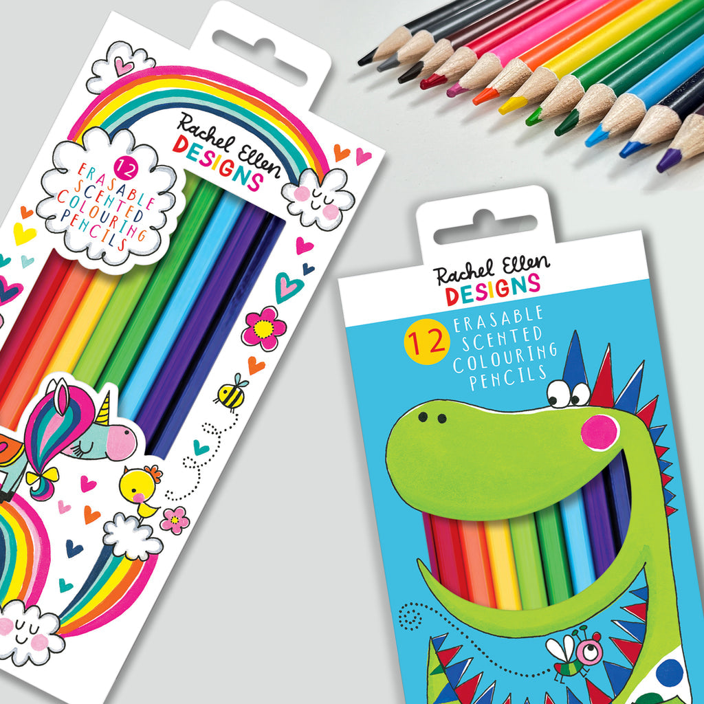 Set de lápices de colores perfumados con goma de borrar Unicornios - Rachel Ellen
