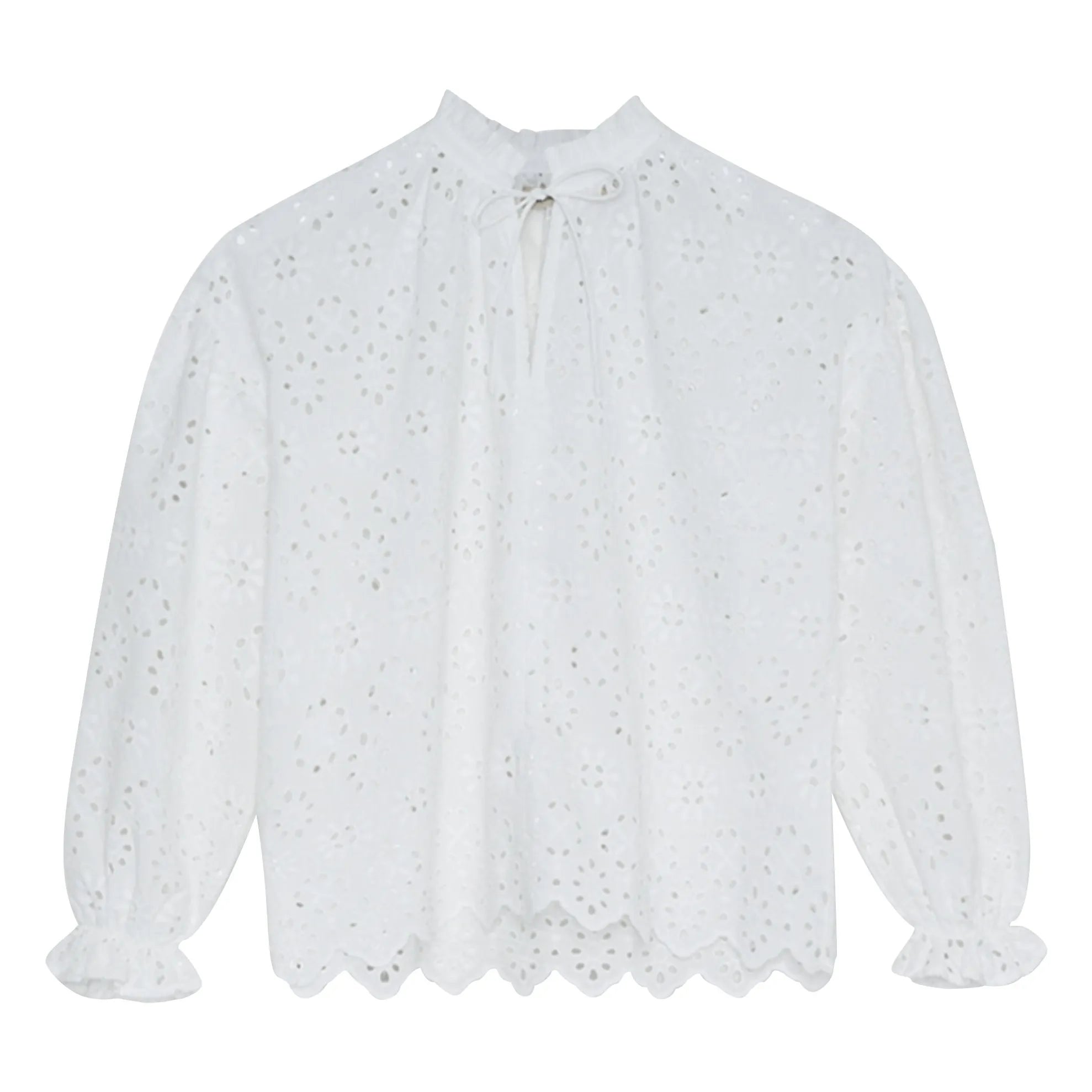 the new society - Blusa Sakura Bordado Inglés | Blanco