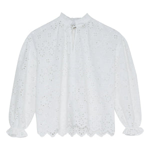 the new society - Blusa Sakura Bordado Inglés | Blanco