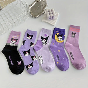 Sanrio - Kuromi Calcetines para Niños Pack de 5