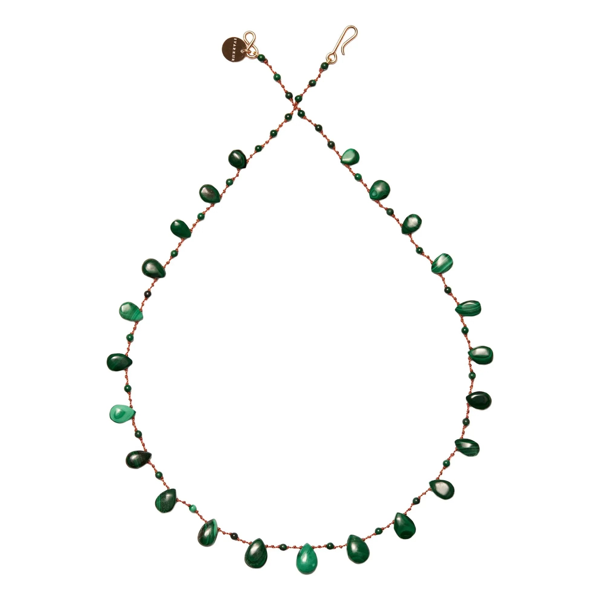 Ivarene - Collar Savannah con gotas y abalorios | Malaquita