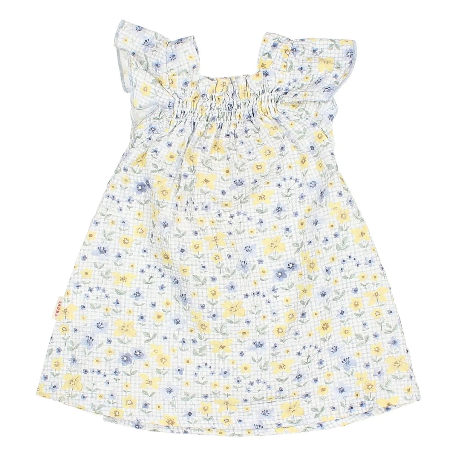 Búho - Vestido de seersucker con estampado floral | Azul claro