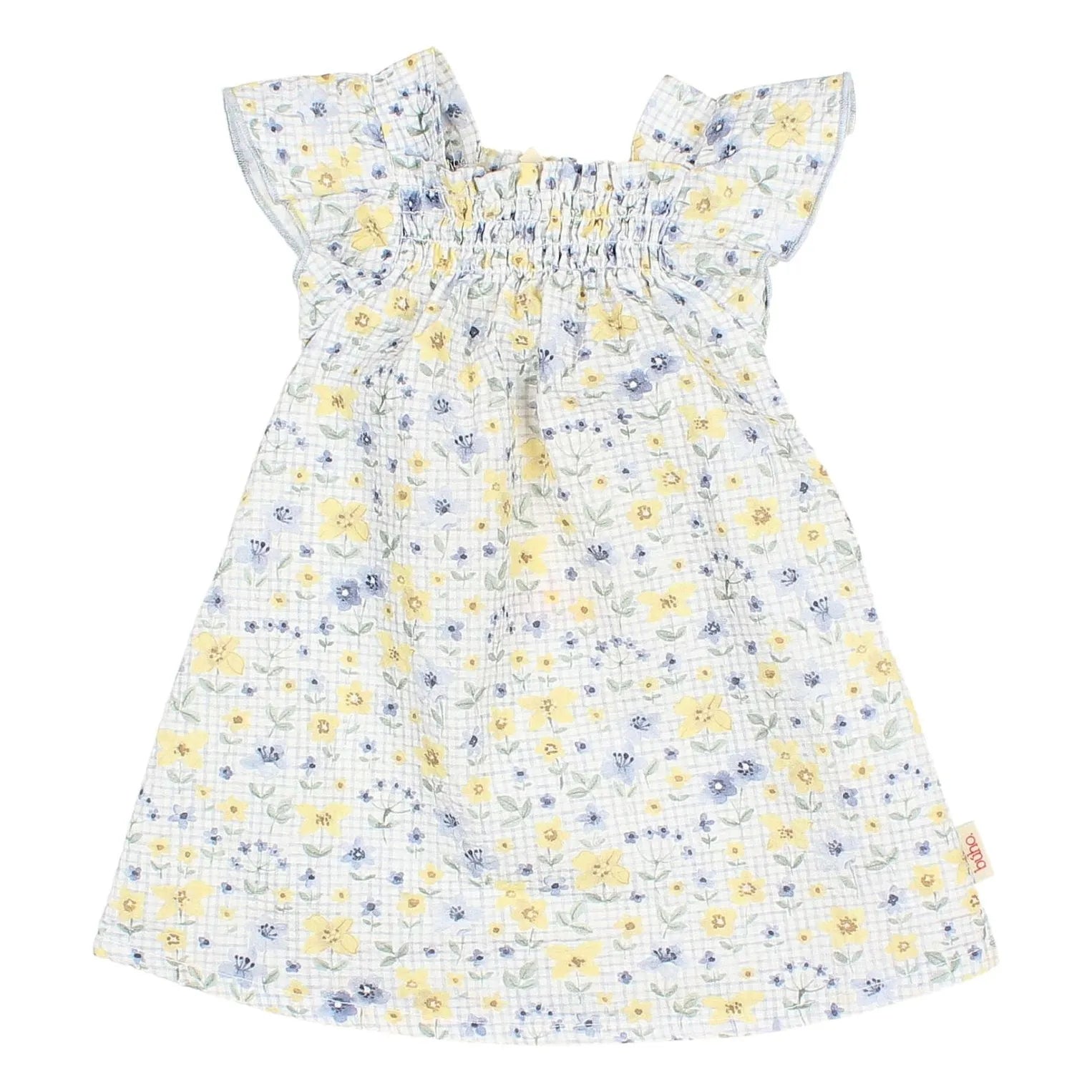 Búho - Vestido de seersucker con estampado floral | Azul claro