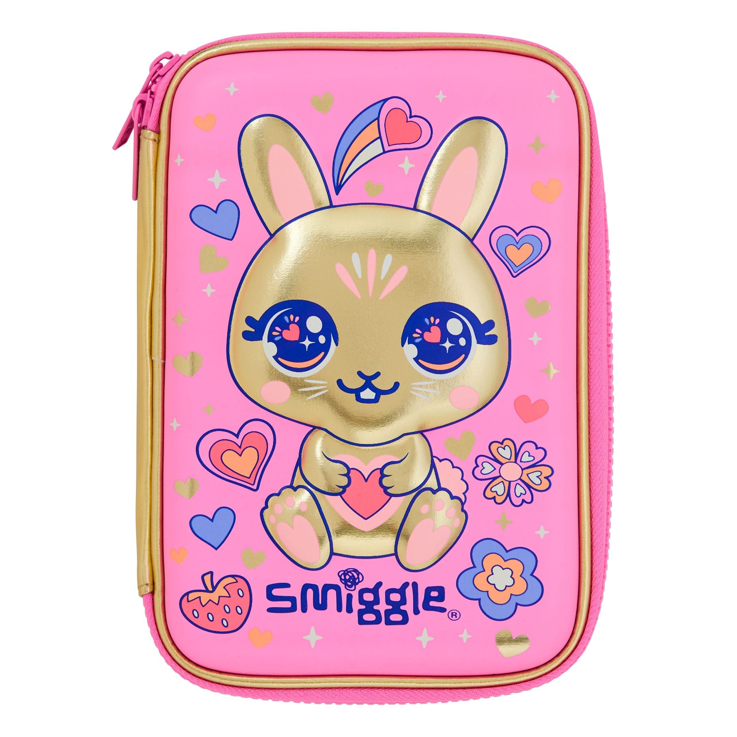 Smiggle - Estuche con personaje Budz dorado en relieve 3D