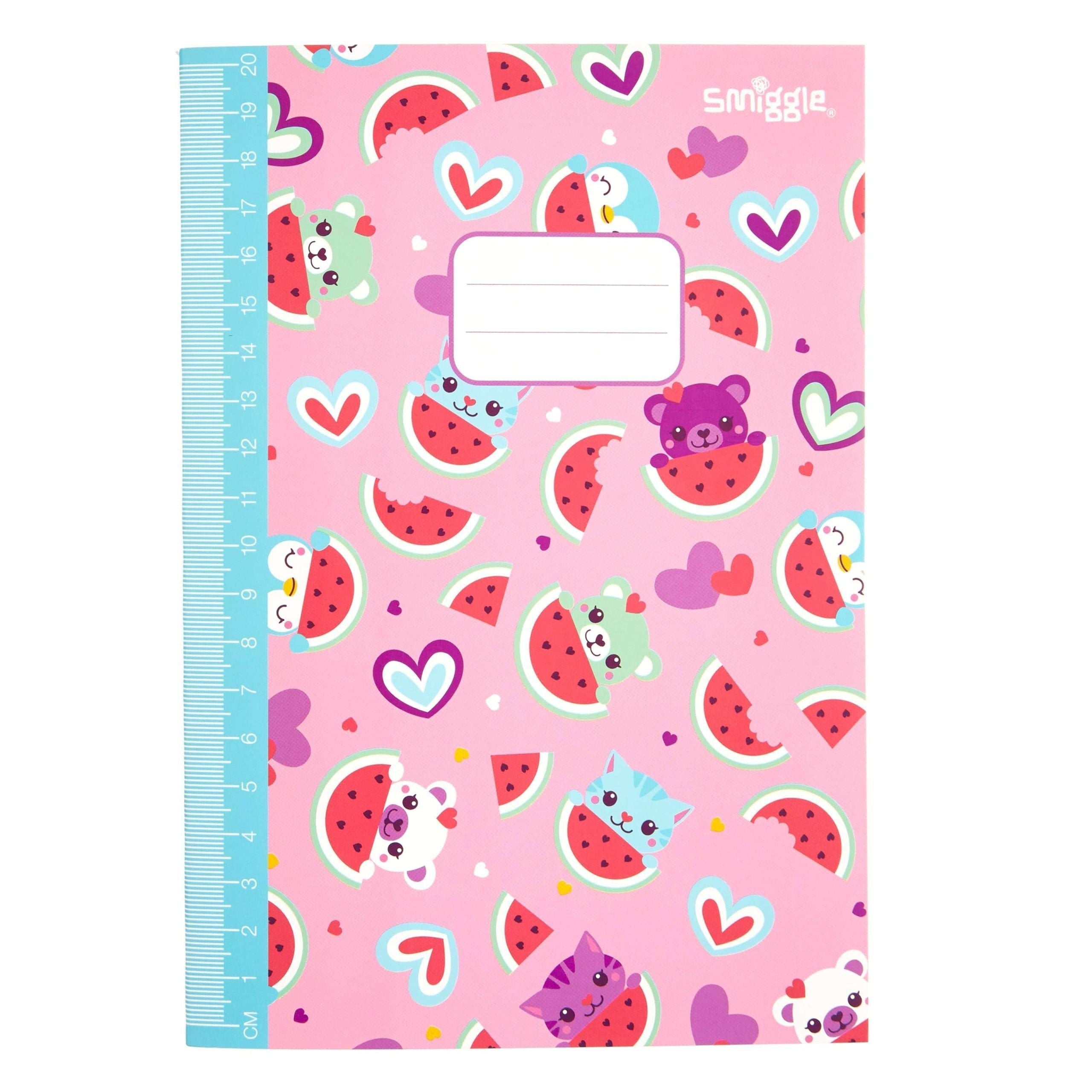 Smiggle - Cuaderno A5 rayado y con regla