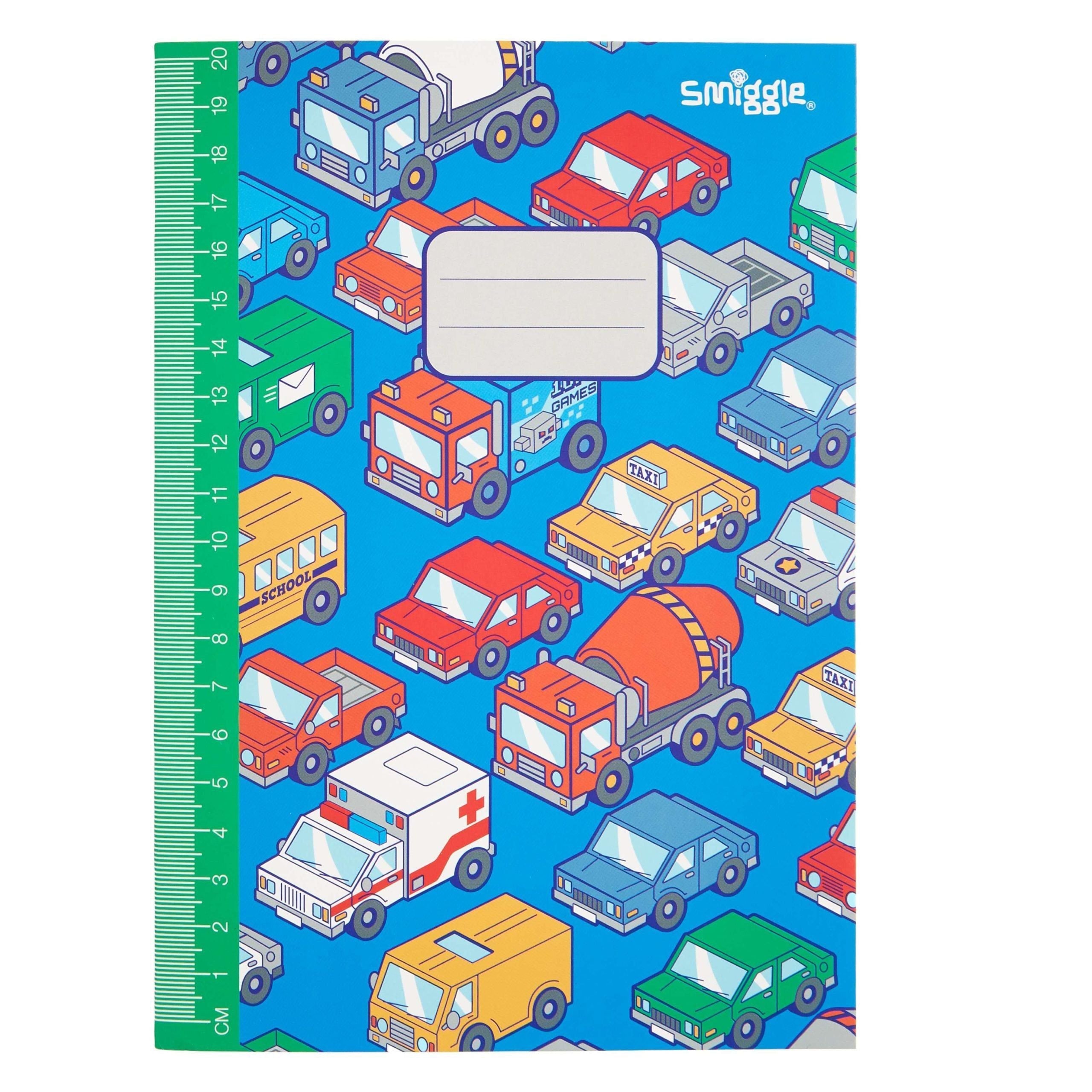 Smiggle - Cuaderno A5 rayado y con regla