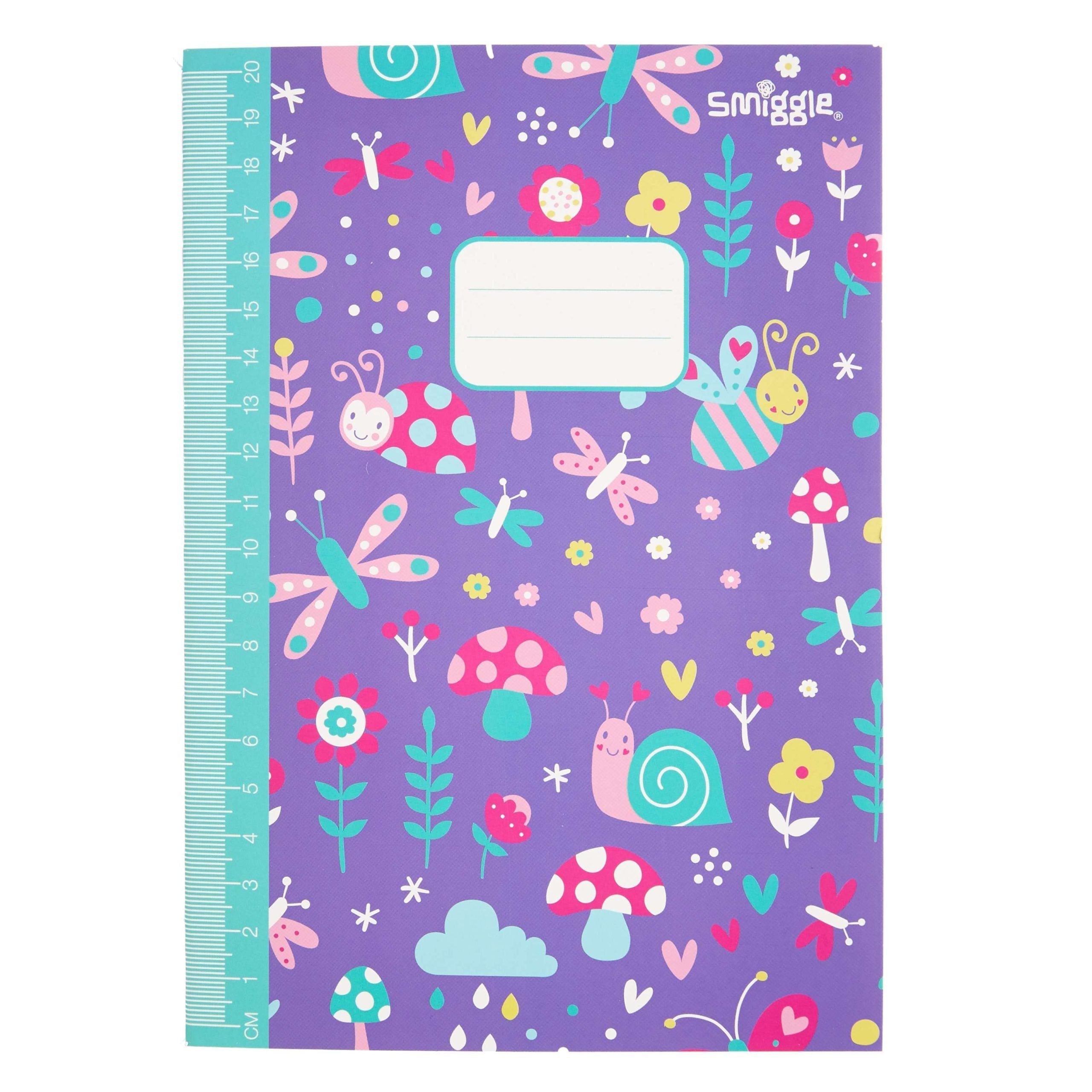 Smiggle - Cuaderno A5 rayado y con regla