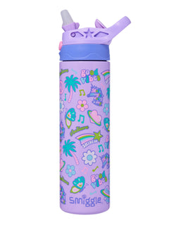 Smiggle - Botella de acero automática con pajita oculta All Stars 520 ml