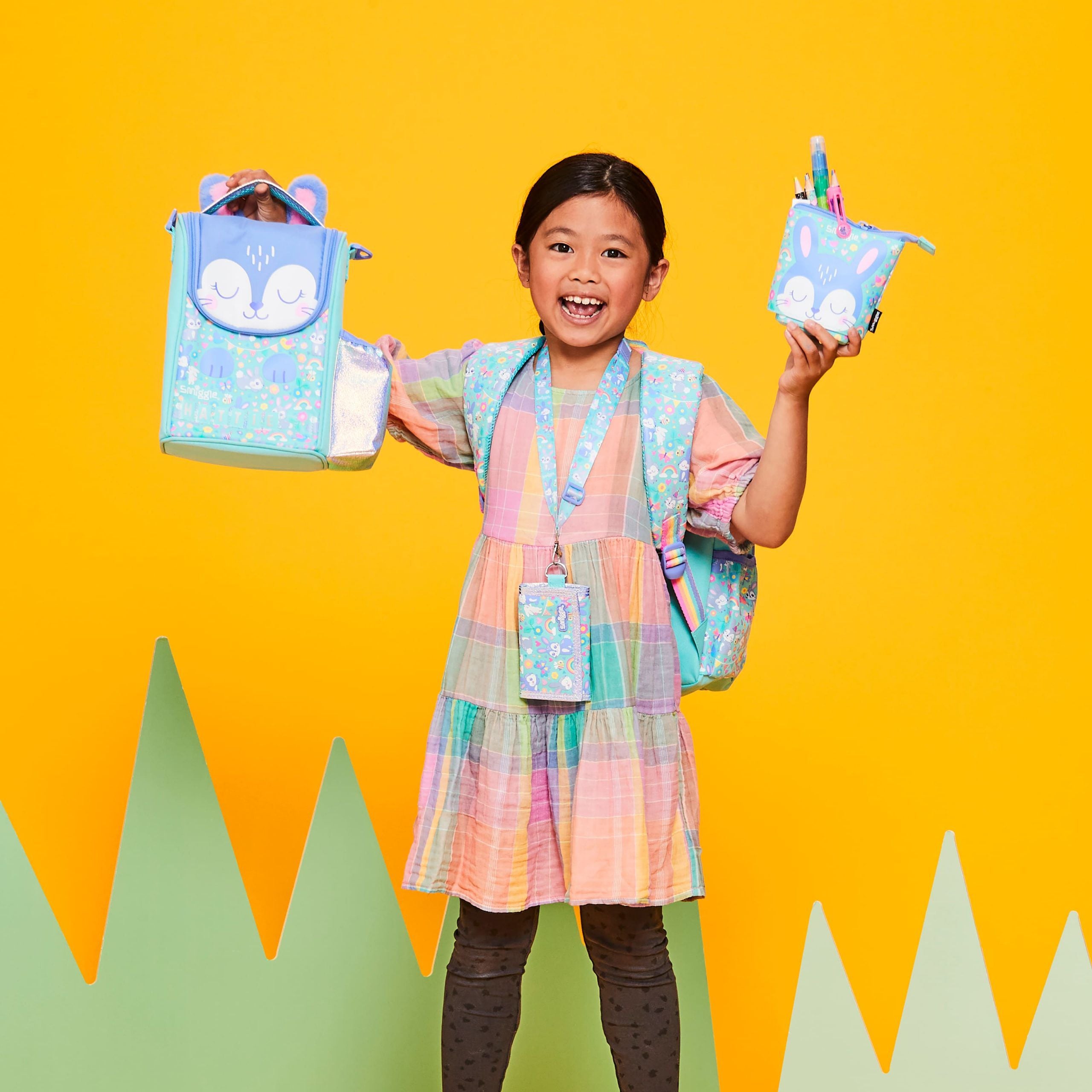 Smiggle - Mochila Escolar Junior Animalia y Set Completo
