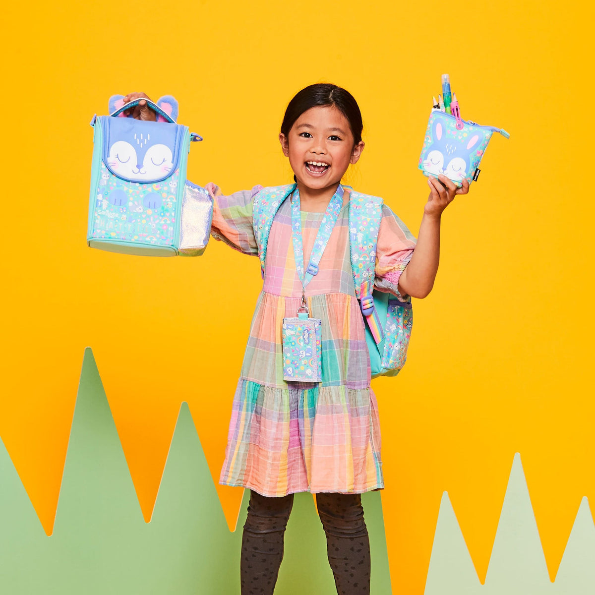 Smiggle - Mochila Escolar Junior Animalia y Set Completo