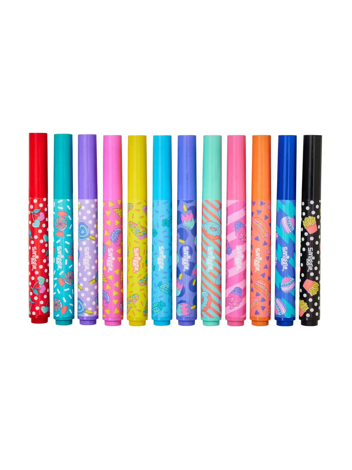 Smiggle - Set de 12 marcadores fluorescentes perfumados y estuche para lápices Away