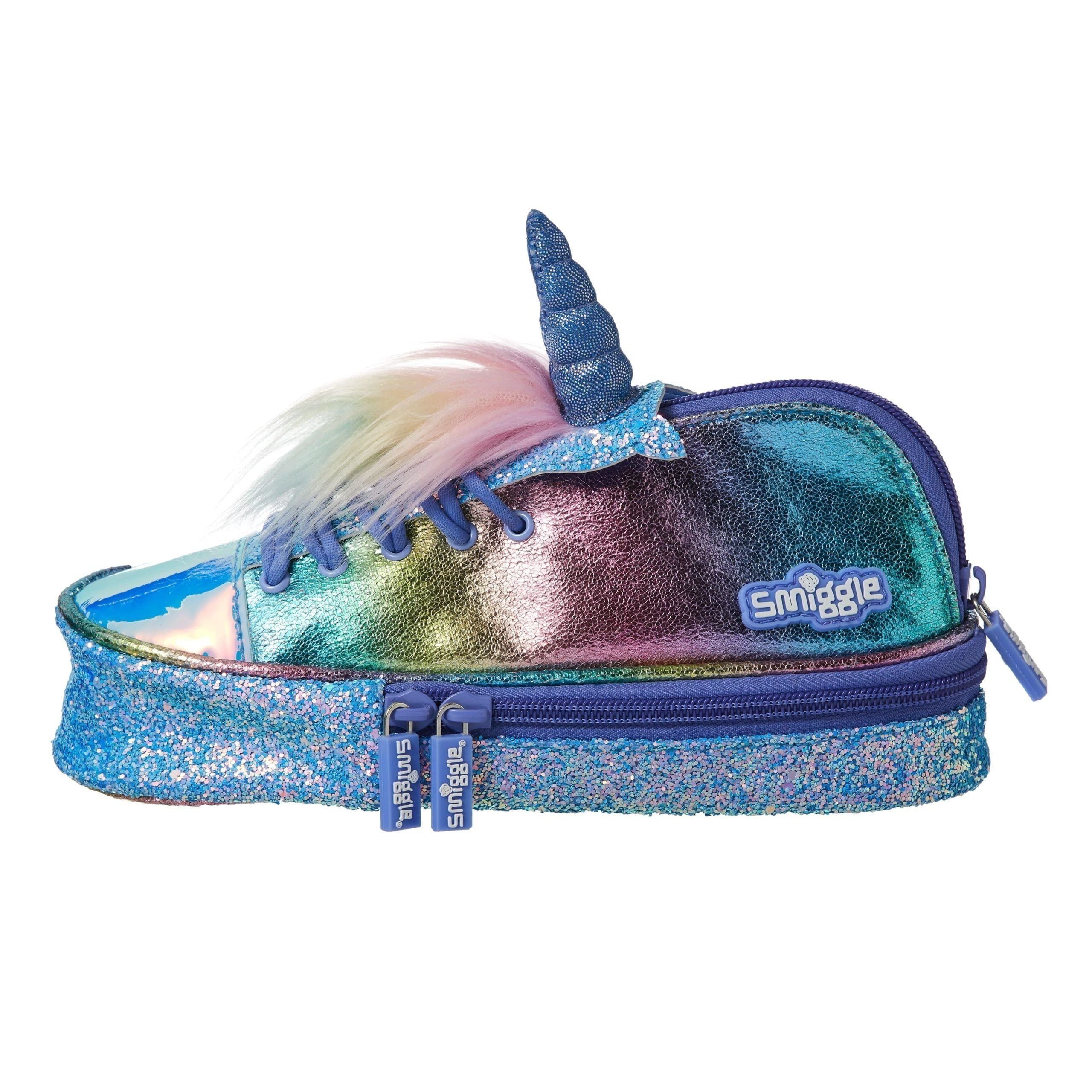 Smiggle - Zapato Morado Estuche Cuerno de Unicornio