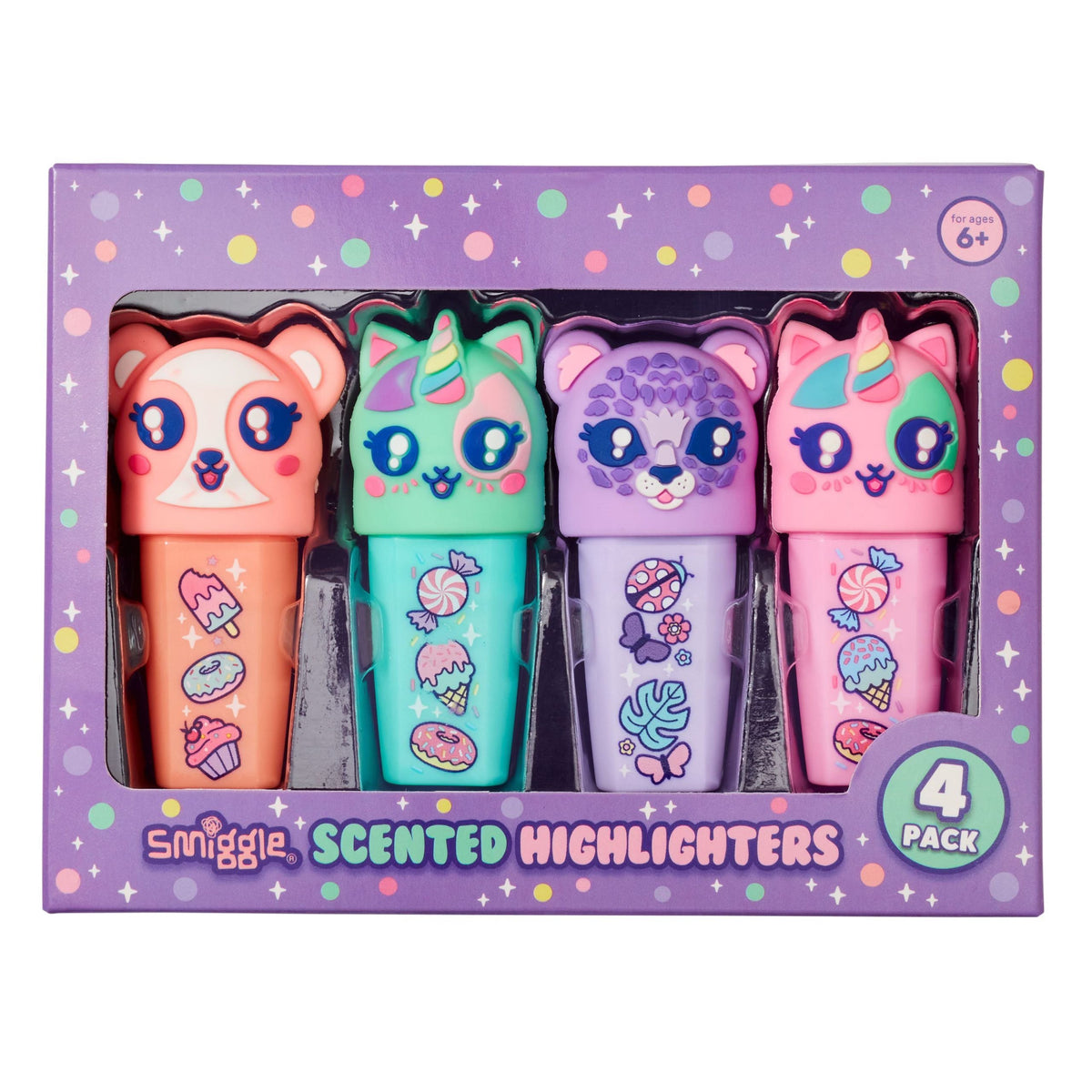 Smiggle - Rotuladores Fluorescentes Perfumados Best Budz, Pack de 4