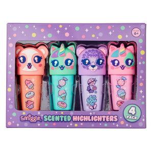 Smiggle - Rotuladores Fluorescentes Perfumados Best Budz, Pack de 4