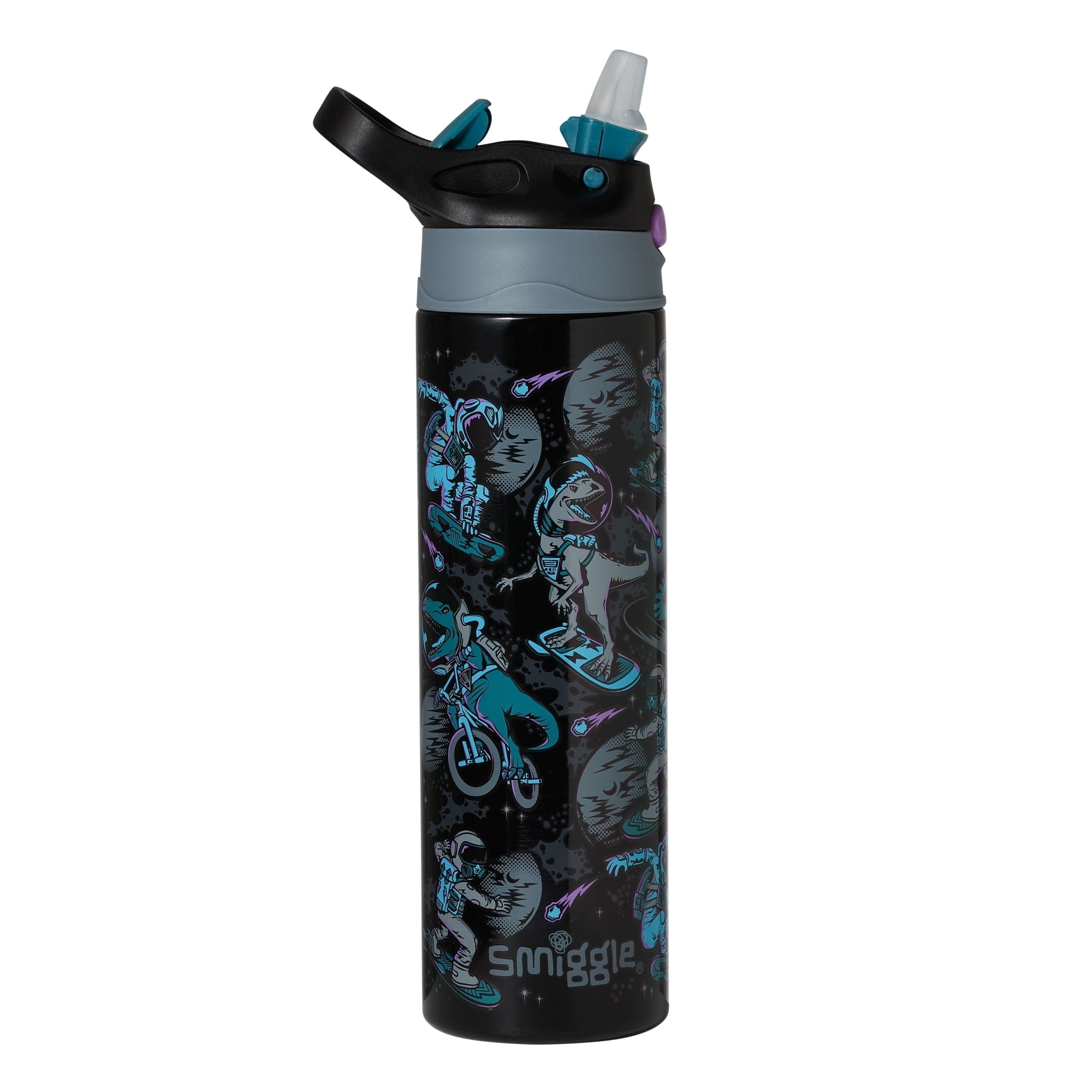 Smiggle - Better Together Termo de acero inoxidable de 520 ml con pajita