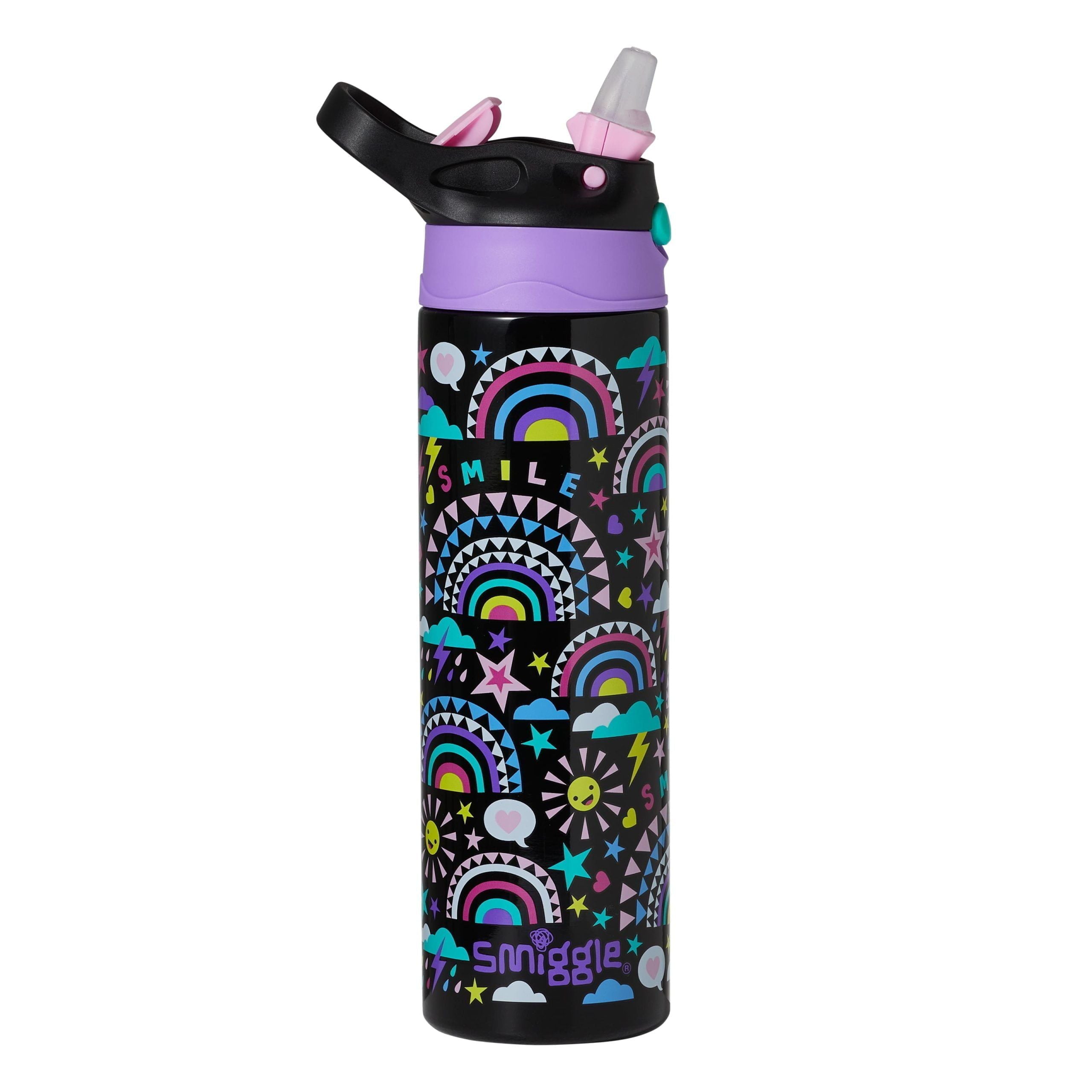 Smiggle - Better Together Termo de acero inoxidable de 520 ml con pajita