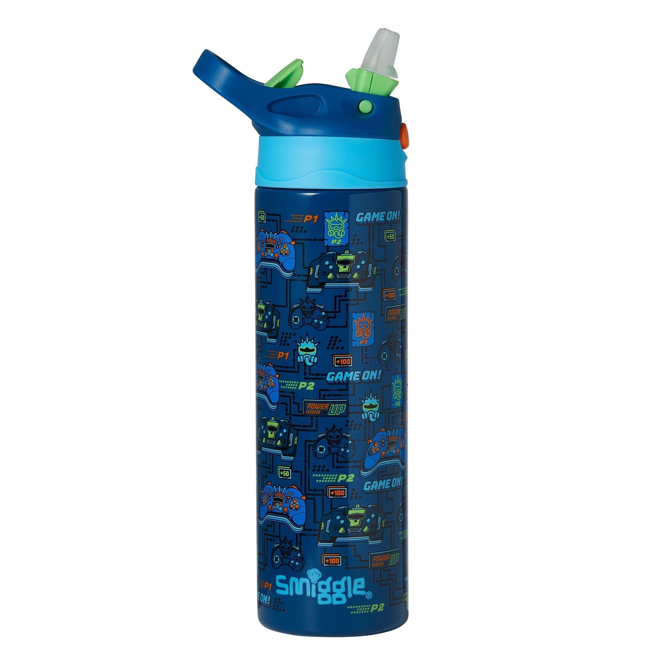 Smiggle - Better Together Termo de acero inoxidable de 520 ml con pajita