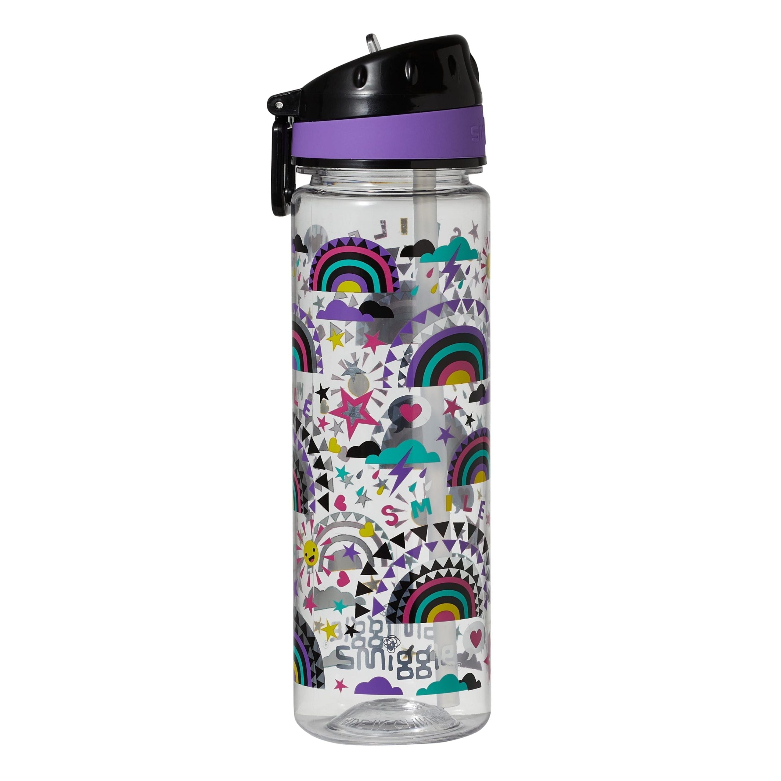 Smiggle - Better Together 650ML Botella de agua con pajita sin BPA