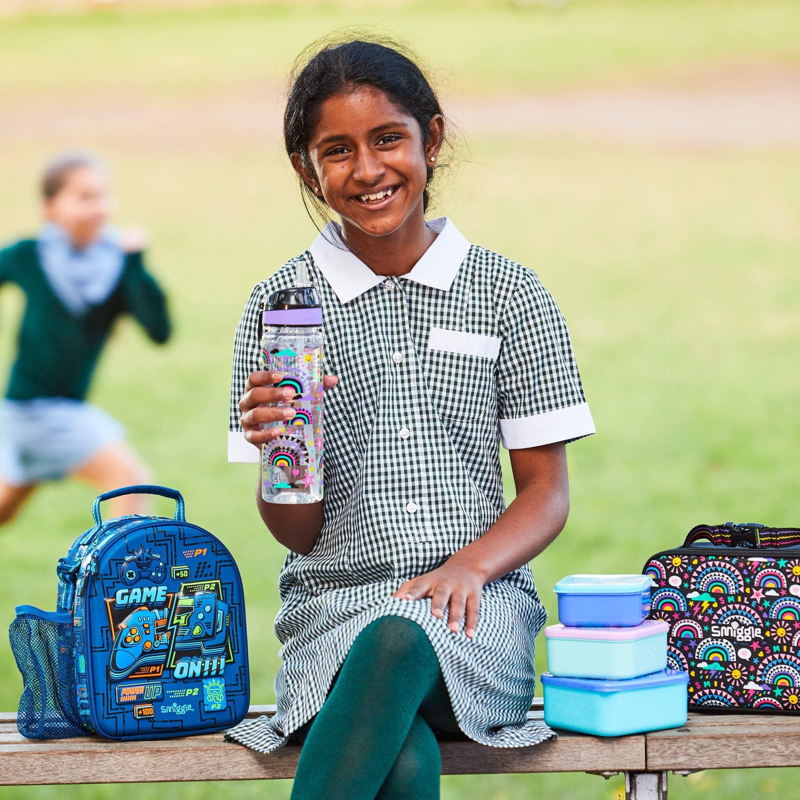 Smiggle - Better Together 650ML Botella de agua con pajita sin BPA