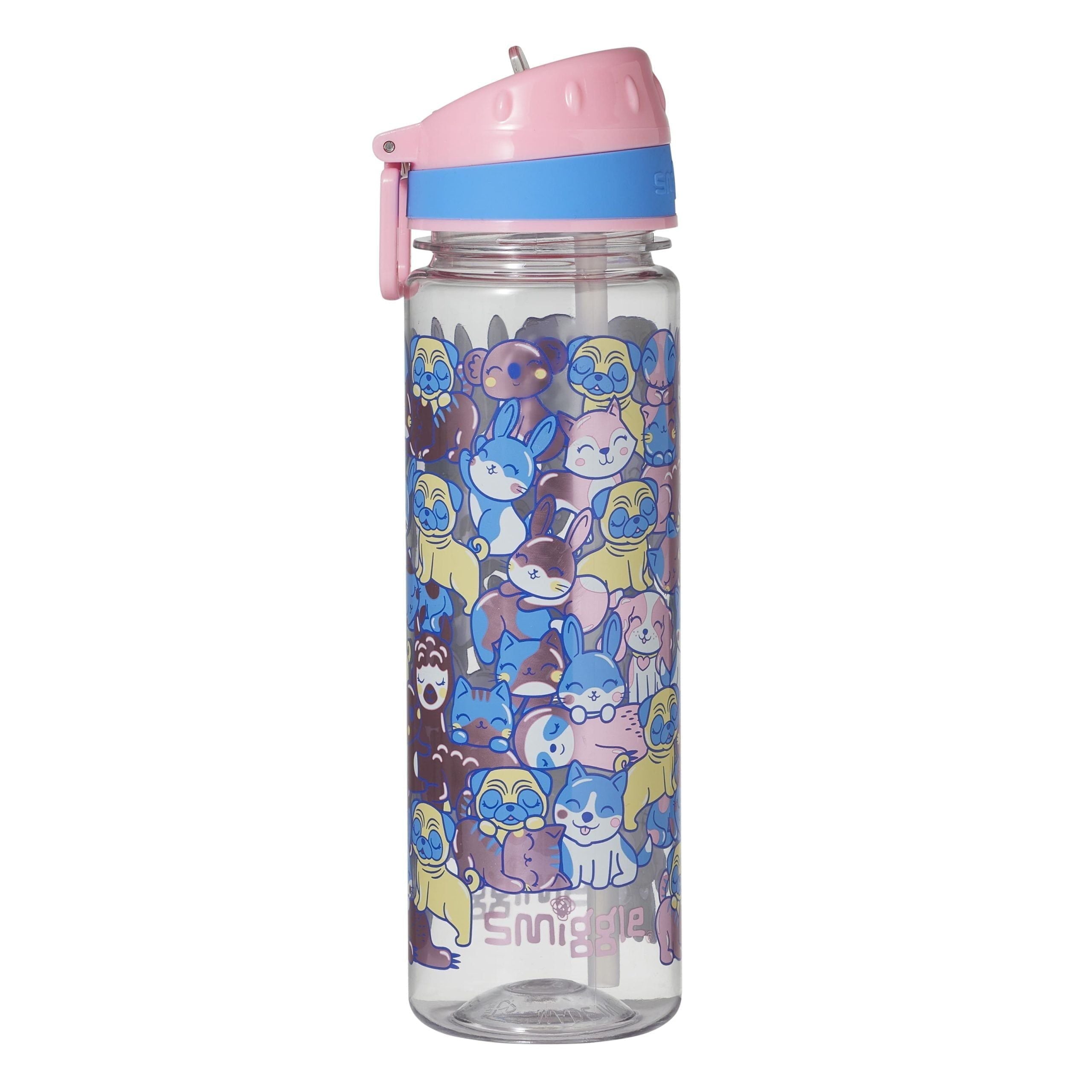 Smiggle - Better Together 650ML Botella de agua con pajita sin BPA