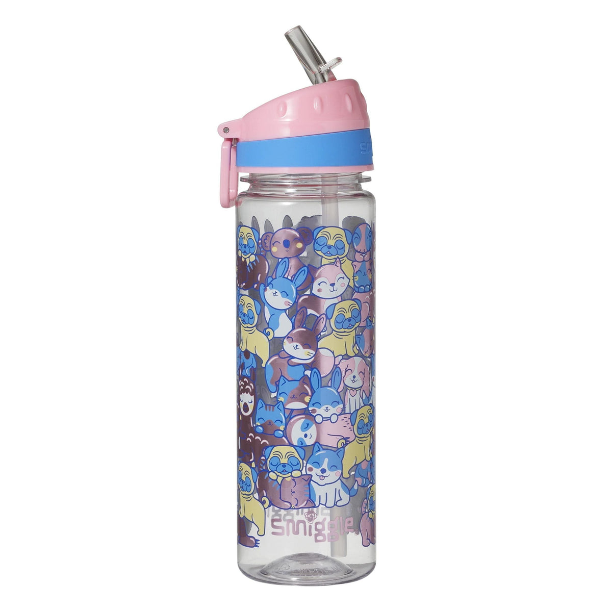 Smiggle - Better Together 650ML Botella de agua con pajita sin BPA