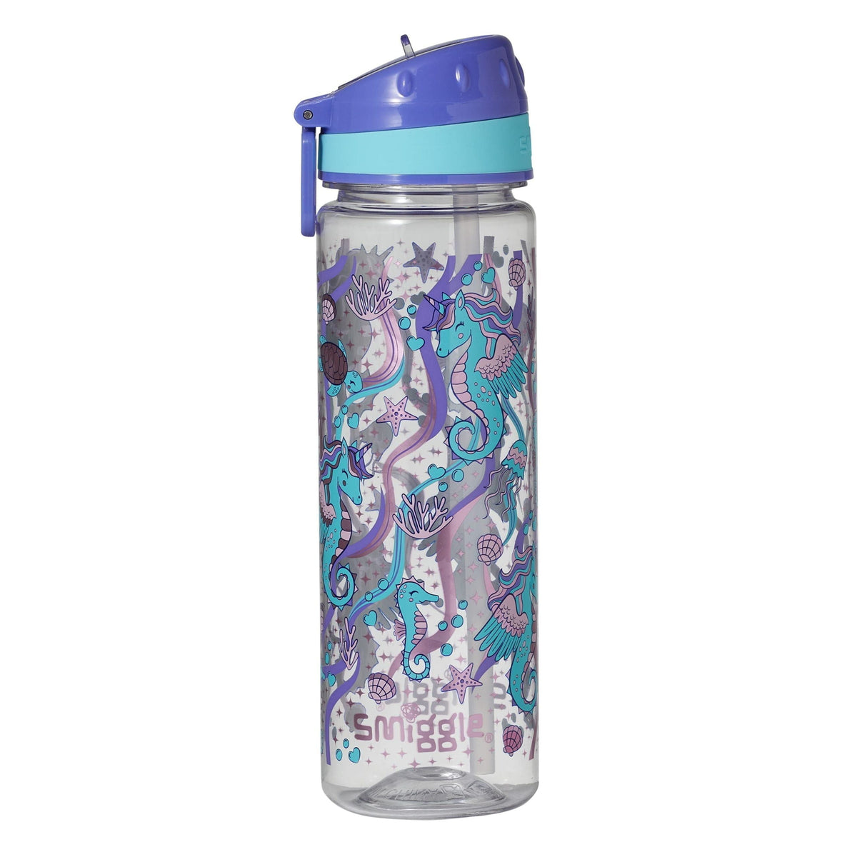 Smiggle - Better Together 650ML Botella de agua con pajita sin BPA
