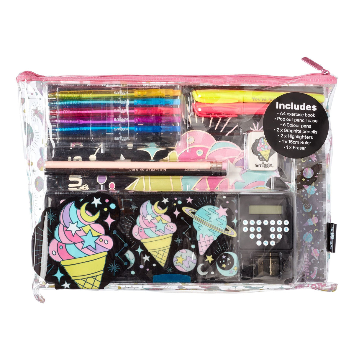 Smiggle - Estuche de papelería con calculadora y helado Beyond