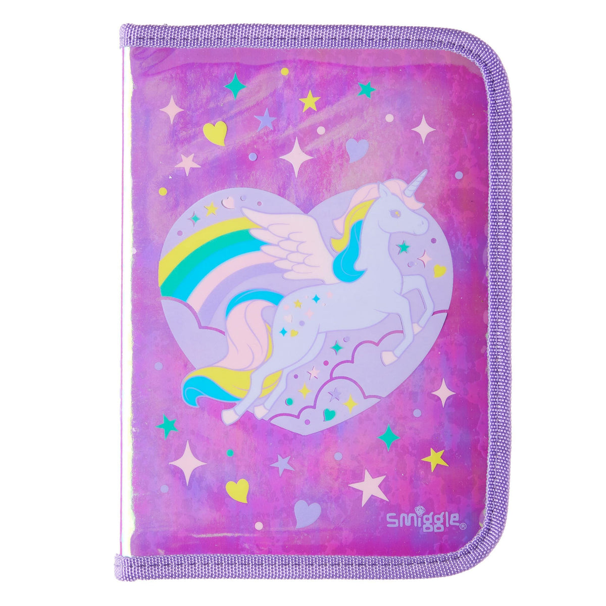 Smiggle - Set de papelería Más allá de los unicornios, con lápices de colores y estuche