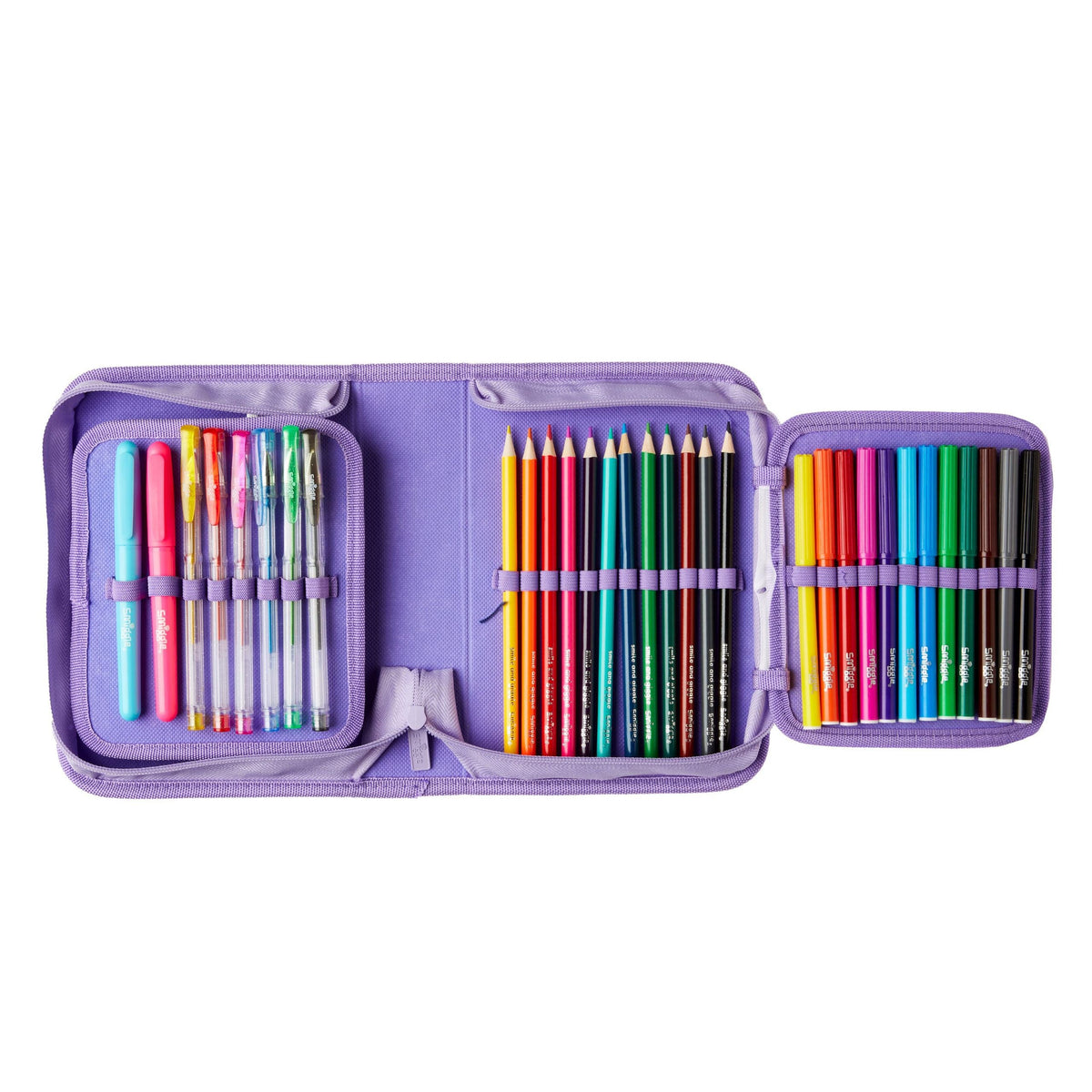 Smiggle - Set de papelería Más allá de los unicornios, con lápices de colores y estuche