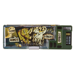 Smiggle - Estuche de lápices automático con calculadora Pop Out de dinosaurios salvajes