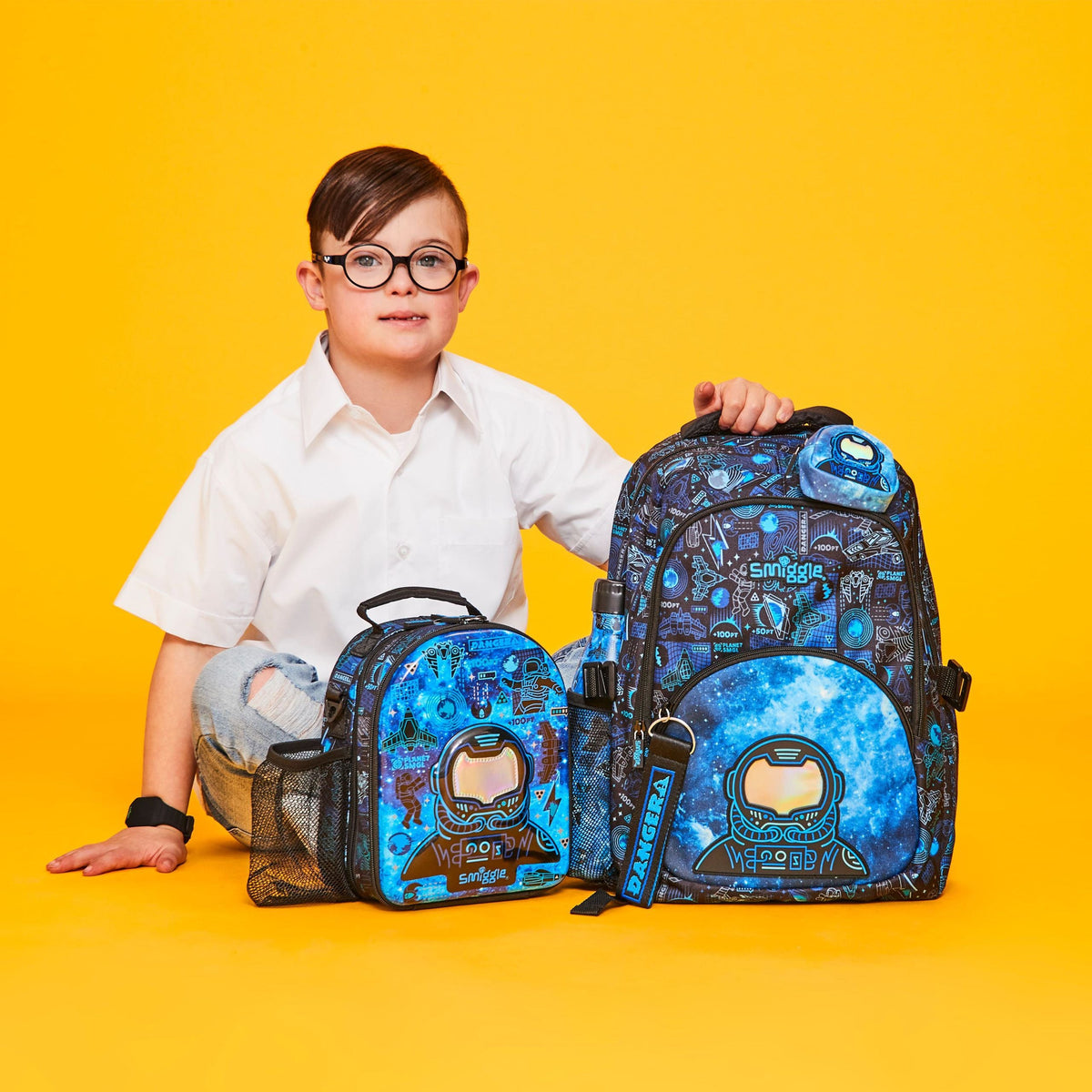 Smiggle - Bolsa de almuerzo doble con correa Bright Side