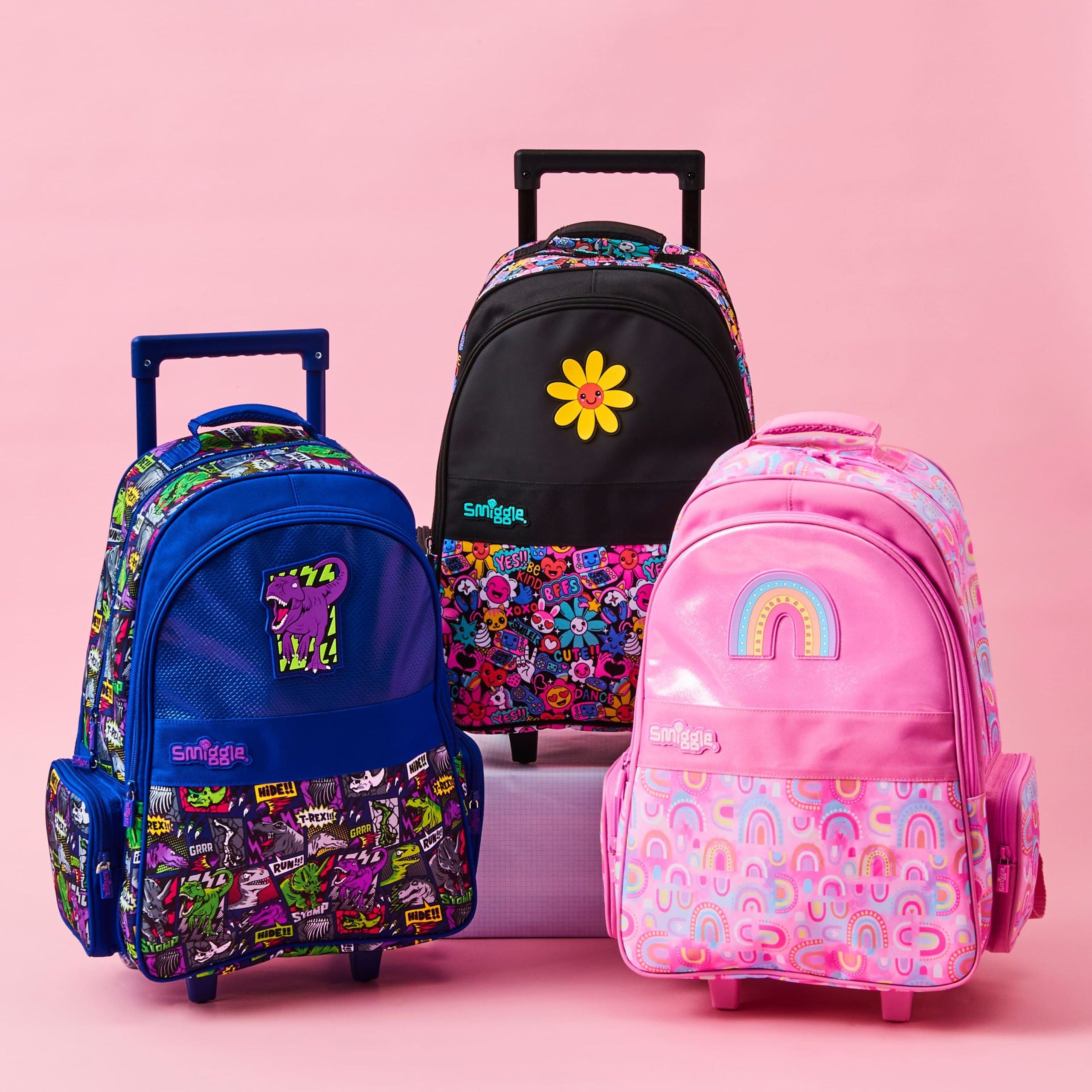 Smiggle - Bright Side Maleta Escolar y de Viaje con Ruedas Iluminadas