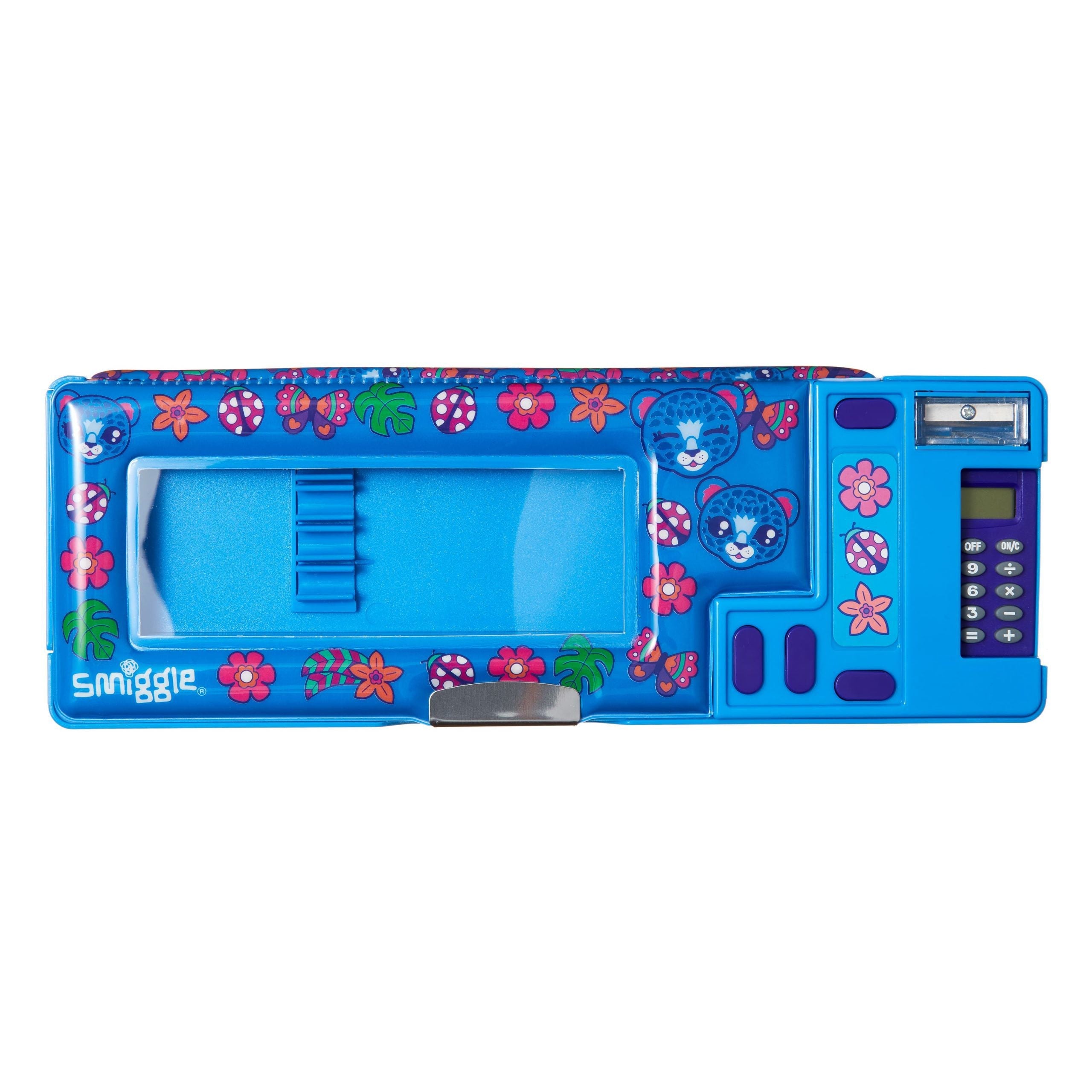 Smiggle - Estuche Pop Out Automático con Calculadora Budz Azules
