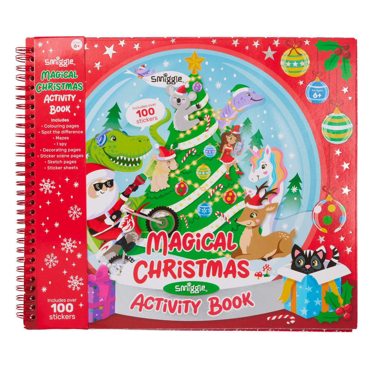 Smiggle - Cuaderno de actividades y pegatinas de Navidad mágica, libro de diversión de Año Nuevo