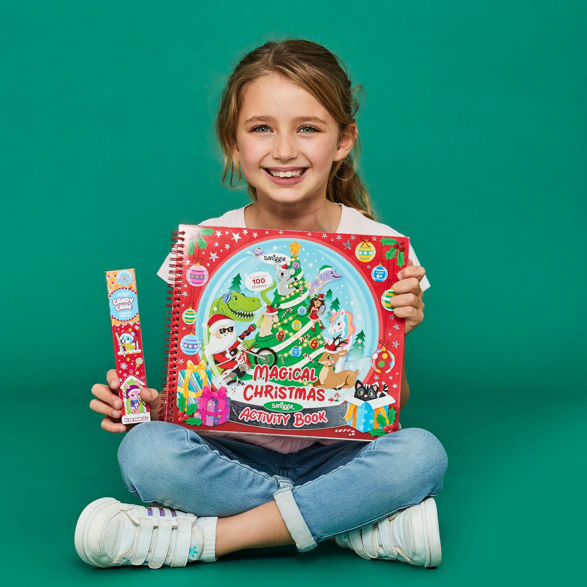 Smiggle - Cuaderno de actividades y pegatinas de Navidad mágica, libro de diversión de Año Nuevo