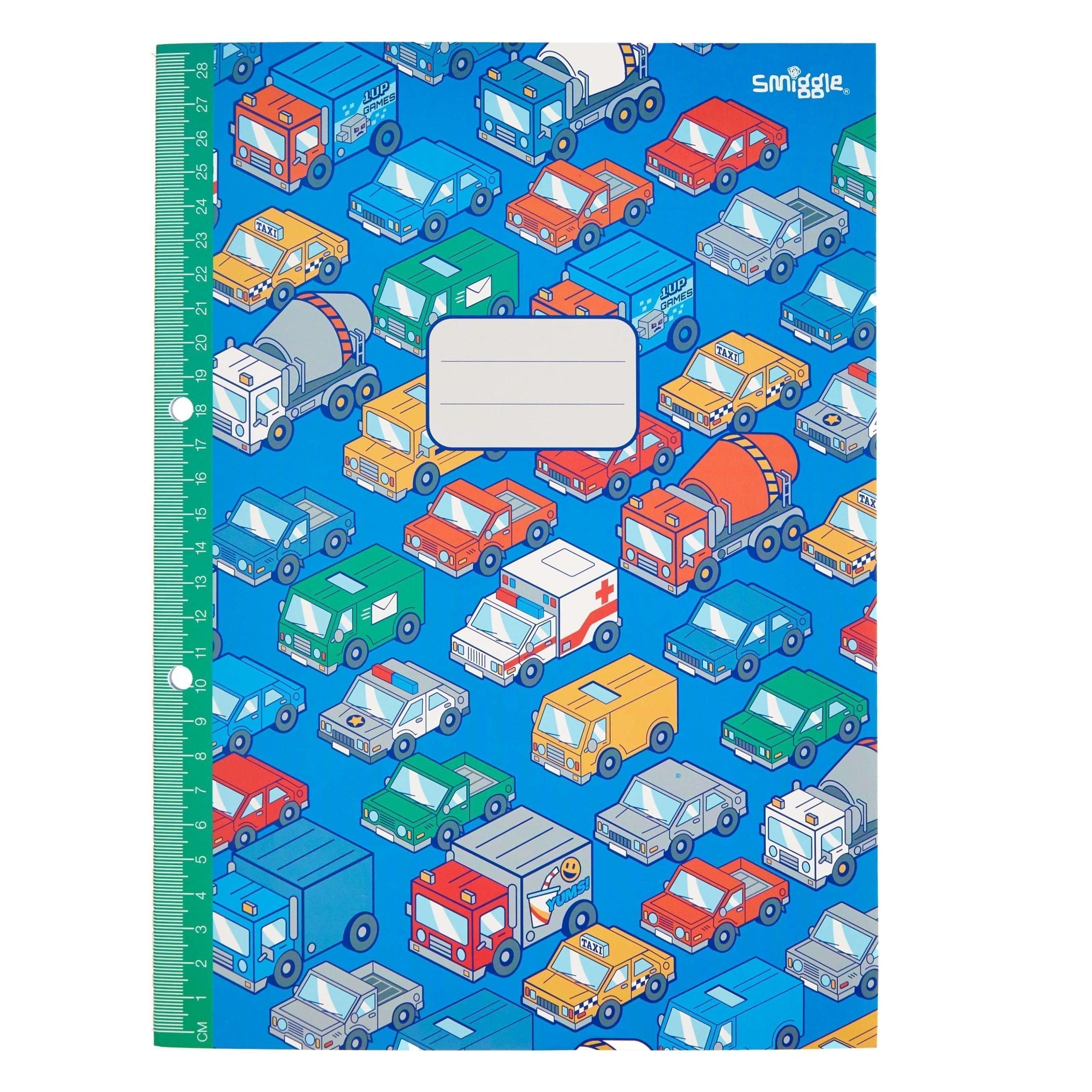 Smiggle - Cuaderno A4 rayado de 64 páginas con regla