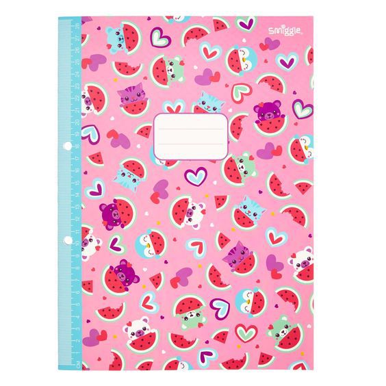 Smiggle - Cuaderno A4 rayado de 64 páginas con regla