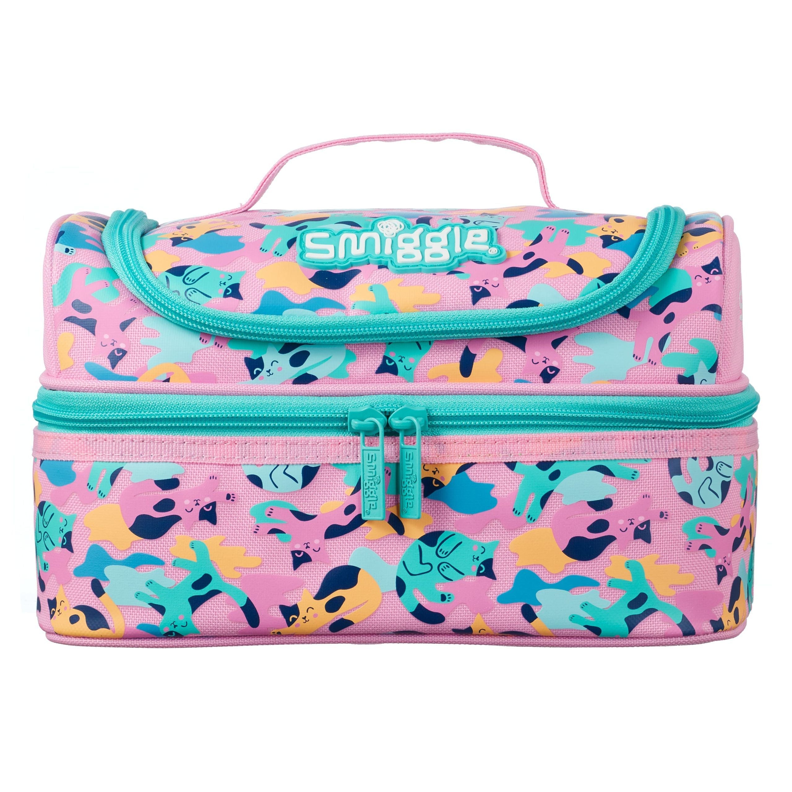 Smiggle - Bolsa para el almuerzo con diseño de gatitos azules de doble piso