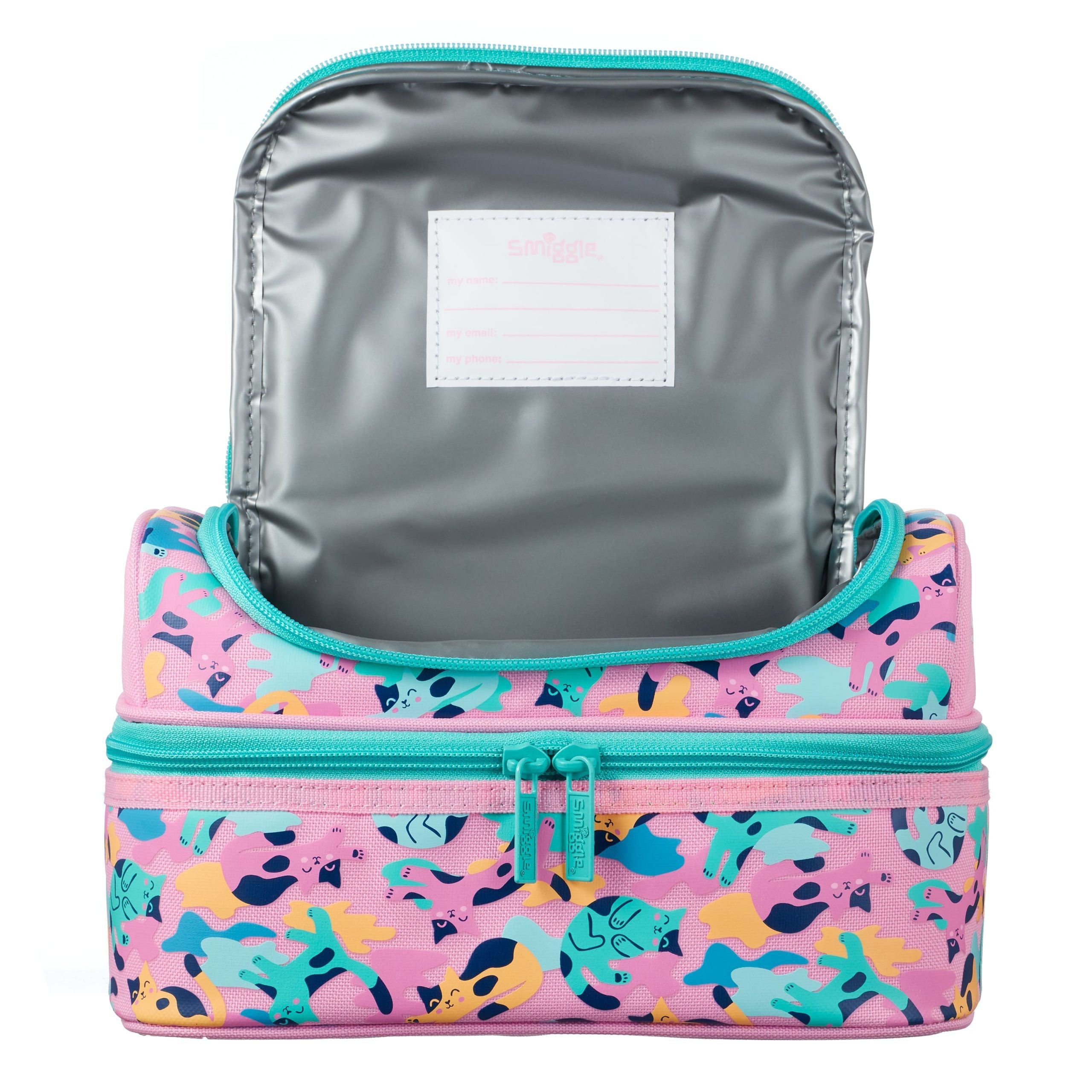 Smiggle - Bolsa para el almuerzo con diseño de gatitos azules de doble piso