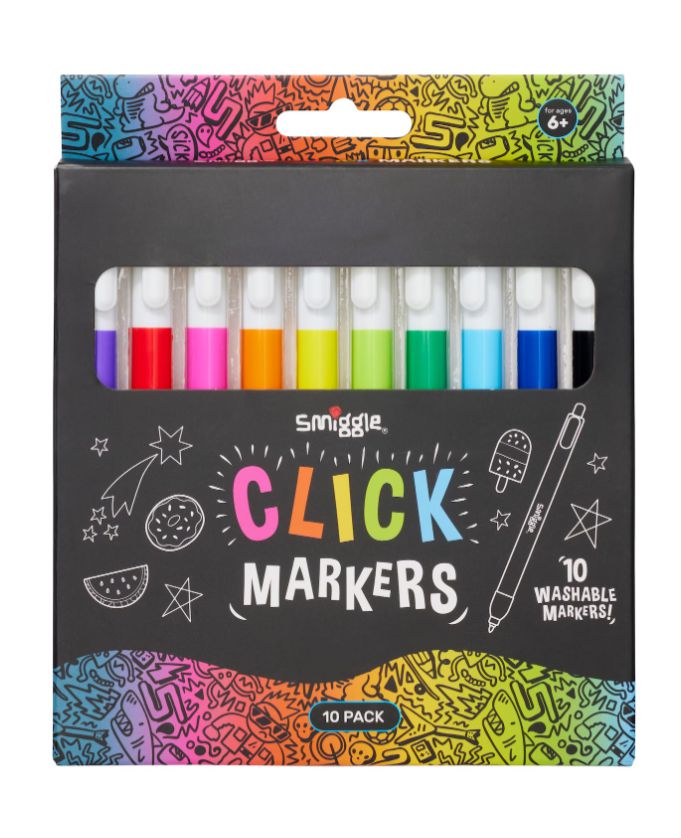 Smiggle - Set de 10 Rotuladores Fosforescentes con Clic