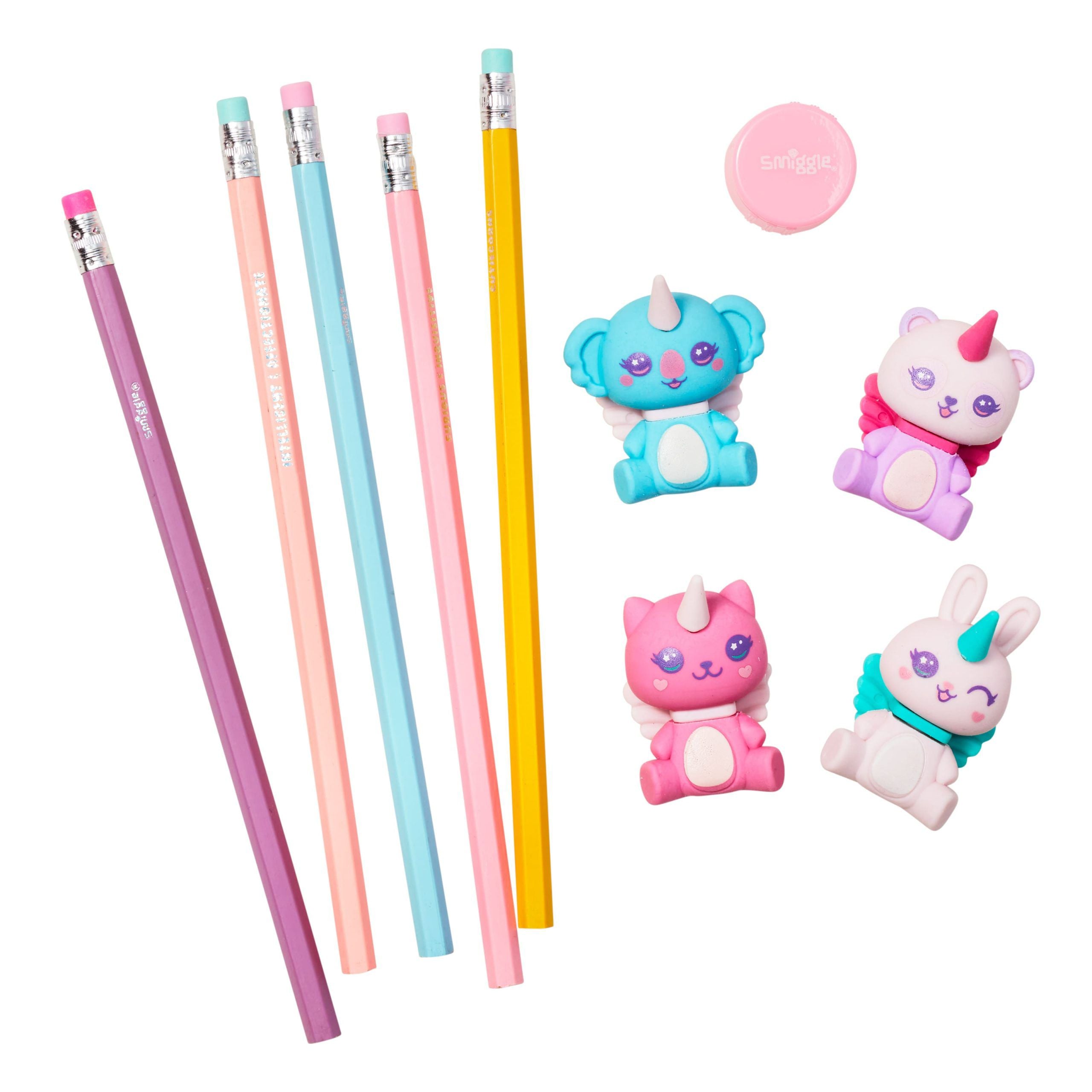 Smiggle - Pack de bolígrafo y goma de borrar divertida Cutie Corns