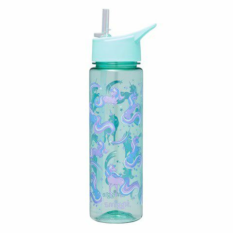 Smiggle - Botella de agua Dash sin BPA de 750 ml con pajita