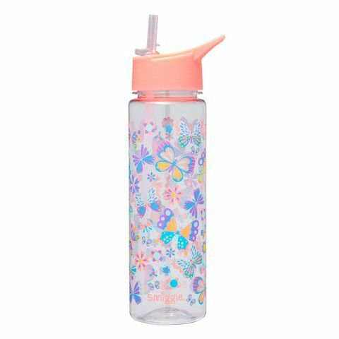 Smiggle - Botella de agua Dash sin BPA de 750 ml con pajita