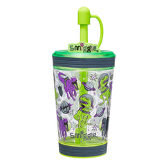 Smiggle - Vaso con pajita antiderrame de dinosaurios, 580 ml