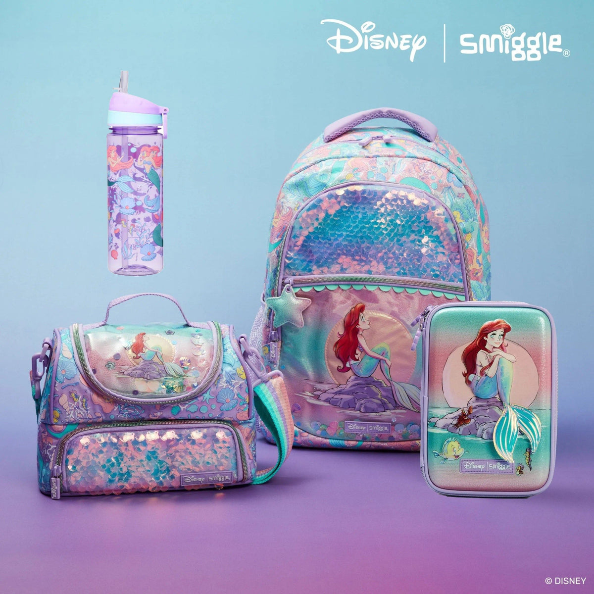 Smiggle - Set de 4 mochilas escolares de Disney Princesa Ariel
