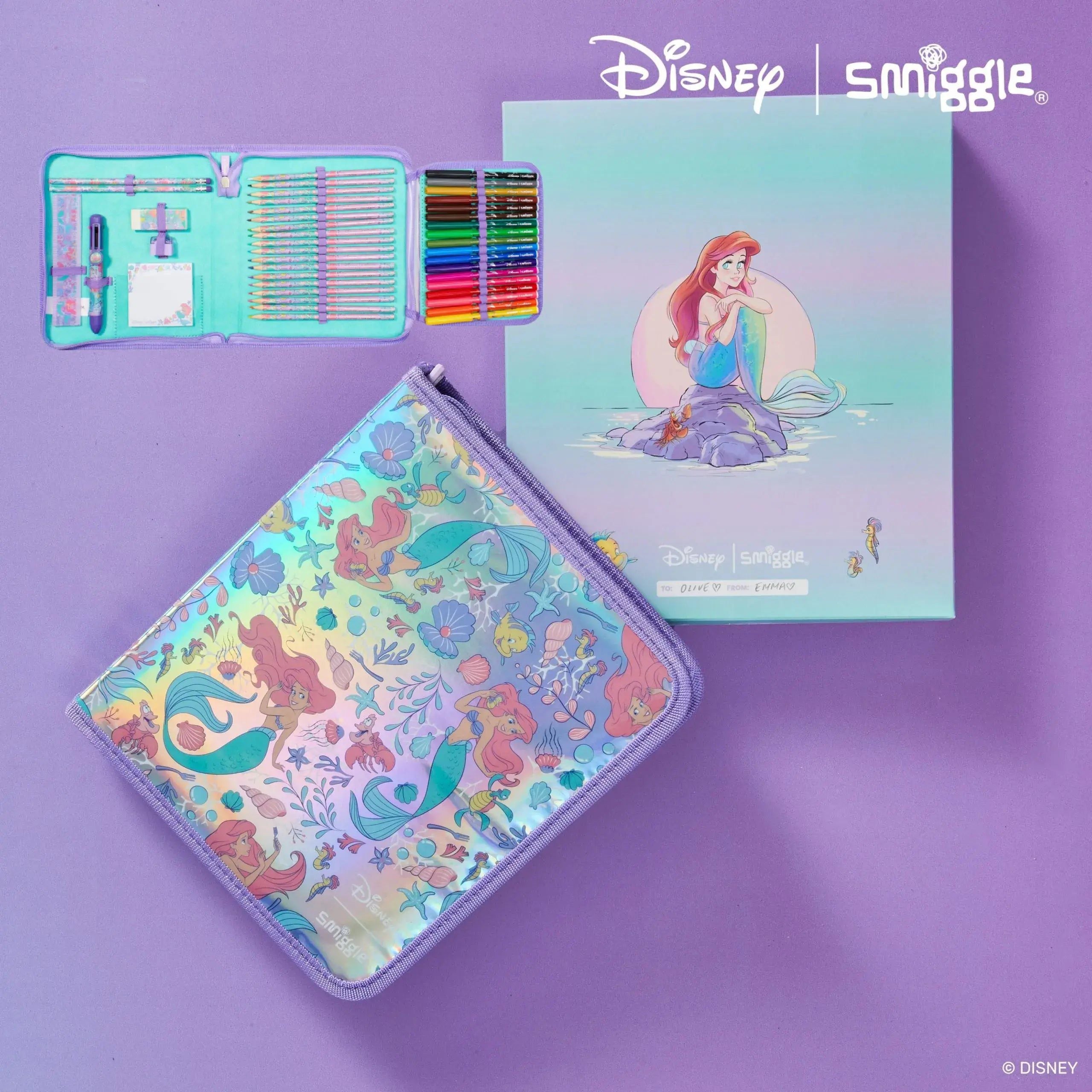 Smiggle - Estuche y Set de Papelería Disney Princesas
